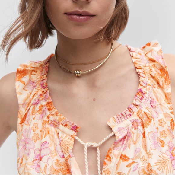 Mango Floral Maxi Dress - Pink and Orange SIZE 6 - Picture 6 of 12